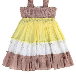 Product Image and Link for Girls Yellow & Beige Color Block Midi