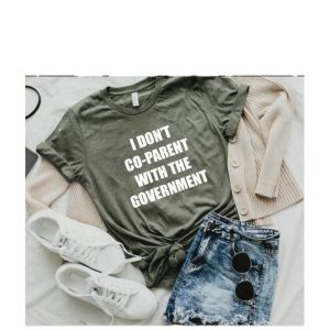 Product Image and Link for Women’s Olive Green “Co-Parent” Tee