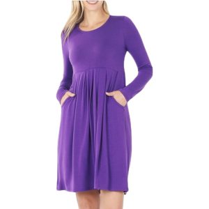 Product Image and Link for Purple Long Sleeve Shift Dress W/ Pockets