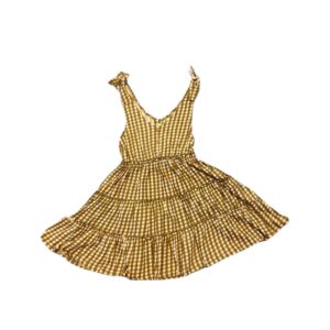 Product Image and Link for Girls Organic Gold Gingham  Sundress
