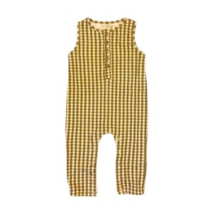 Product Image and Link for Organic Gold Gingham Tank Playsuit