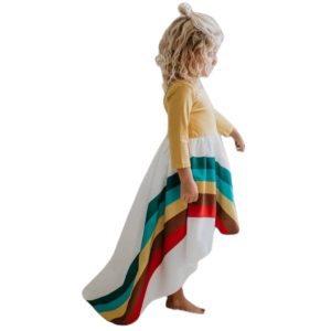 Product Image and Link for Girls Mustard Rainbow Maxi Dress