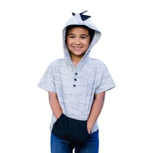 California Shop Small Boys Grey Hooded Dinosaur Shirt