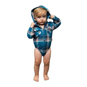 Product Image and Link for Boys Blue Plaid Hooded Flannel Shirt