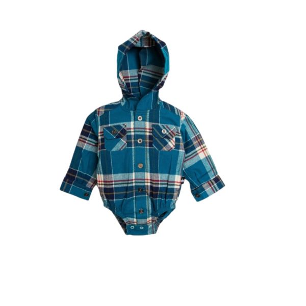 California Shop Small Boys Blue Plaid Hooded Flannel Shirt