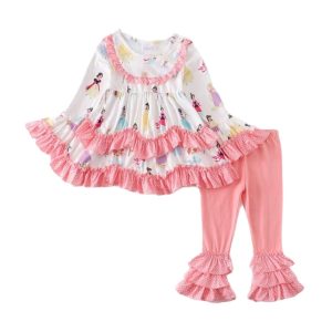 California Shop Small Girl’s Two Piece Princess Ruffle Pant Set