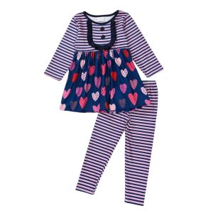 Product Image: Girl’s Purple Hearts & Stripes Ruffle Set