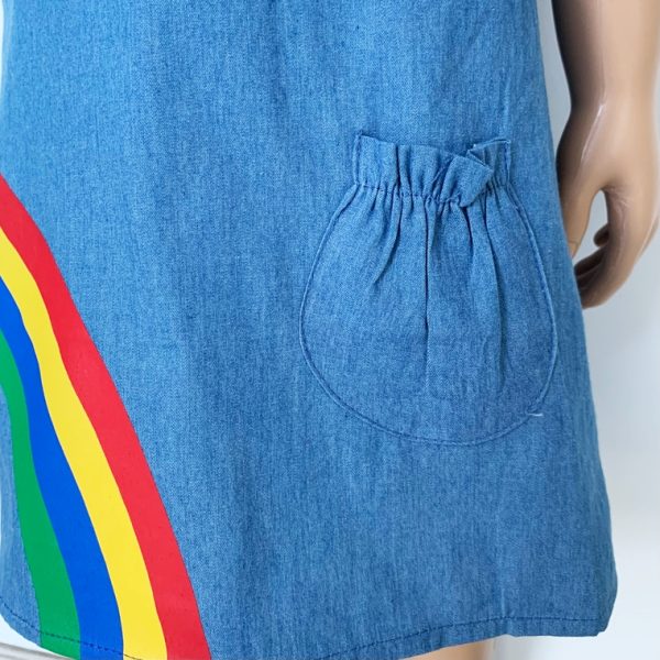 California Shop Small AL Limited Girls Blue Chambray Spring Rainbow Coverall Dress