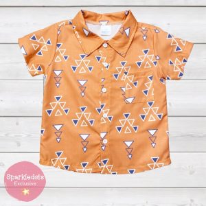 Product Image and Link for Orange Aztec Woven Button Down (SWS4017)