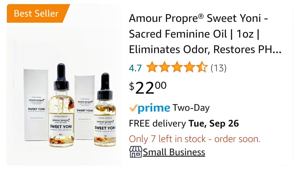 Product Image and Link for Sweet Yoni – Sacred Feminine Oil | Daily Vulva Hydration