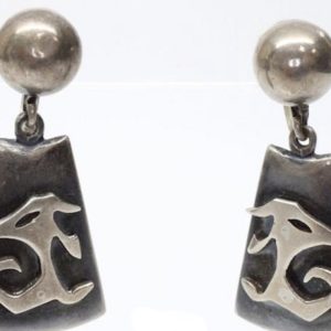 Product Image and Link for Enrique Ledesma Mid-Century Modernist Sterling Screw Back Dangle Earrings, 1950s