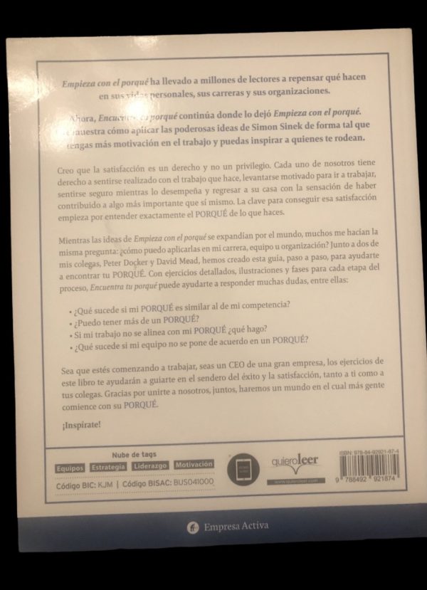 Product Image and Link for Encuentra Tu Porque: Una Guia Practica Para Encontrar un Proposito en el Trabajo (paperback) por Simon Sinek