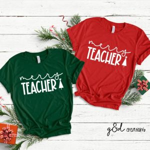 Product Image and Link for Merry Teacher Tshirt