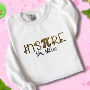 Product Image and Link for Embroidered Inspire Pi Math Teacher Sweatshirt Personalized with Your Name