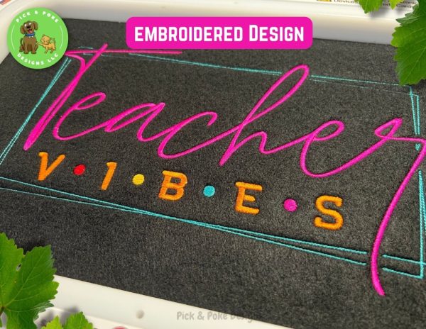 Product Image and Link for Embroidered Teacher Vibes Sweatshirt | Black Crewneck