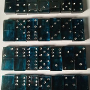 Product Image and Link for Midnight blue and silver playing dominoes