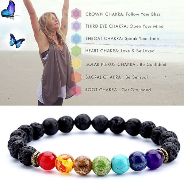 Product Image and Link for 7 Chakra Healing Black Lava Stone Bracelet