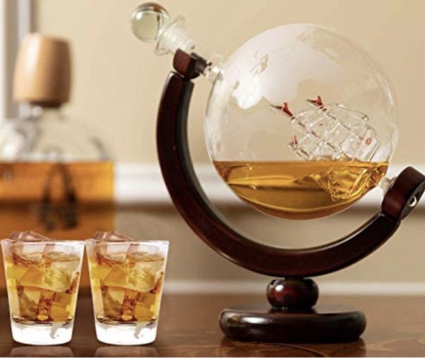 Product Image and Link for 800 ml Crystal World Globe Decanter Set