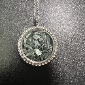 Product Image and Link for SERAPHINITE Chips in a memory locket pendant with silver chain