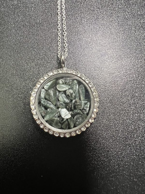 Product Image and Link for SERAPHINITE Chips in a memory locket pendant with silver chain