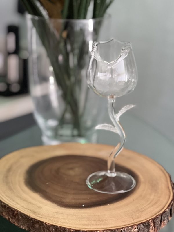 Product Image and Link for Hand Blown Crystal Rose Wine Glass
