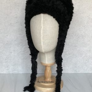 Product Image and Link for Black Bear Hat in Hand Knit Luxe Faux Fur