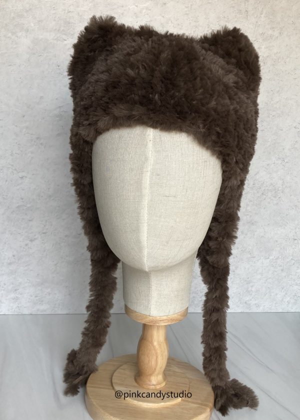 Brown Bear Hat in Hand Knit Luxe Faux Fur California Shop Small