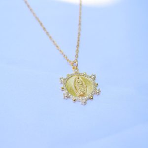 Product Image and Link for Snowflake Virgin Mary Necklace