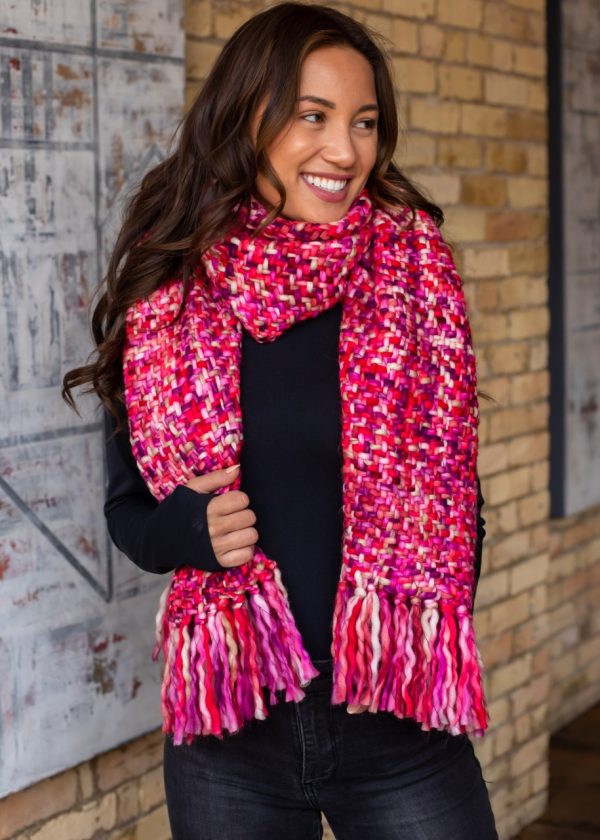 Product Image and Link for Pink, Fuchsia, Loom Woven Long Scarf