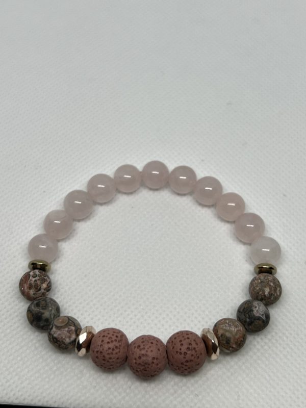 Product Image and Link for LOVE – Essential Oil Diffuser Crystal Beaded Elastic Bracelet with Genuine Rose Quartz & Lava Stone beads