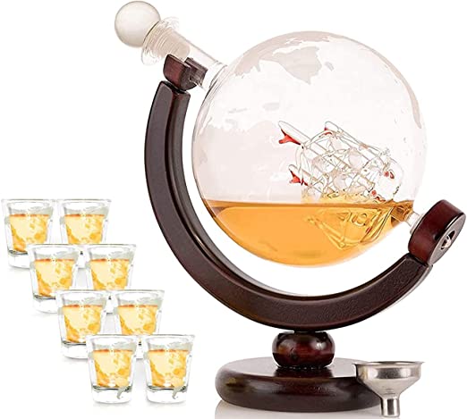 Product Image and Link for 800 ml Crystal World Globe Decanter Set