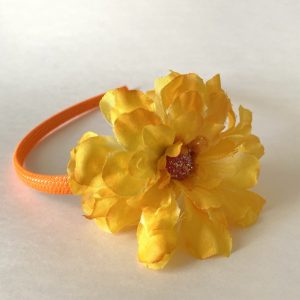 Product Image and Link for Sunshine Yellow Flower- Orange Headband W/Glittery Orange Button Center