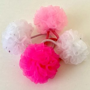 Product Image and Link for 4- Piece L’il Ruffle Pom-Poms, Elastic Ponytail holders