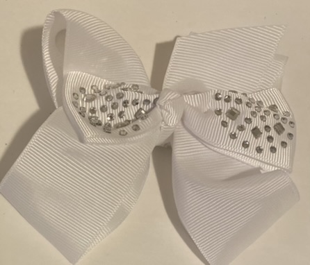 Product Image and Link for Gray 4′ Rhinestone Studded Hair Bow