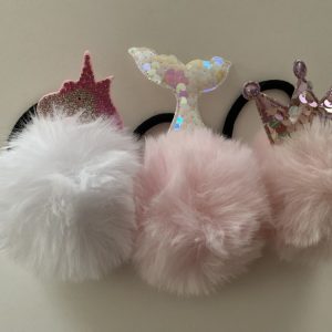 Product Image and Link for 3- Fuzzy Pom-Pom Ponytail Holder