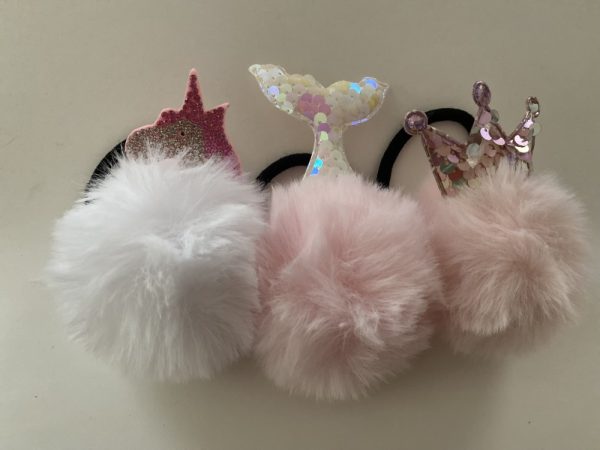 Product Image and Link for 3- Fuzzy Pom-Pom Ponytail Holder
