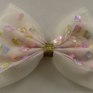 Product Image and Link for L’il Off-white Pearlescent Flower 4″ Pastel Bow