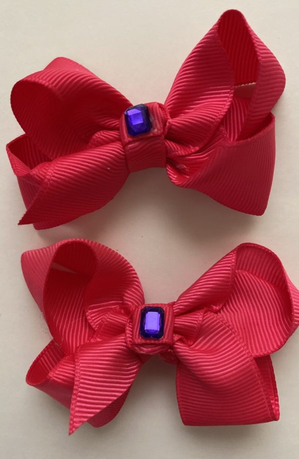 Product Image and Link for 4- Piece Assorted Color 2″ Bows W/Little Rhinestone In the Center