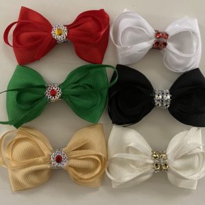 Product Image and Link for Infant Girl 6 Piece Satin Assorted Color 2″ Bow Set