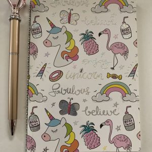 Product Image and Link for Colorful Unicorn Journal with Rhinestone Spine/Big Diamond Top Inkpen