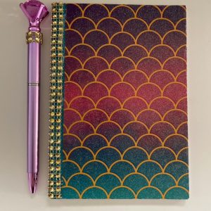 Product Image and Link for Lavender,Turquoise,Pink Mermaid Fin Journal/with Pink Diamond Top Ink Pen