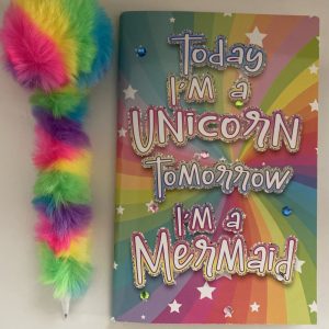 Product Image and Link for Rainbow Colorful Journal W/Fuzzy Rainbow Ink Pen