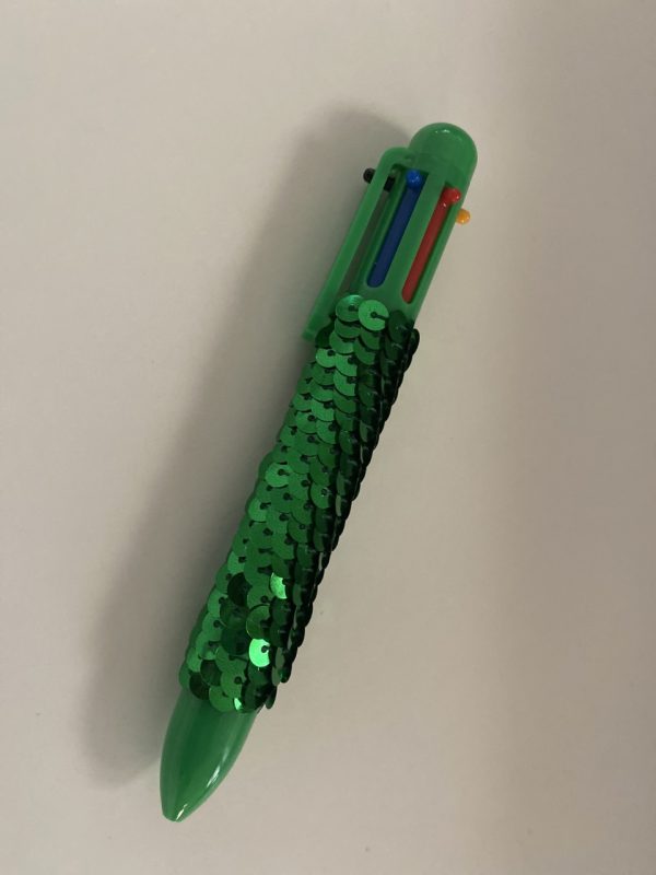 Product Image and Link for Green Sequin 6-Color ink Pen