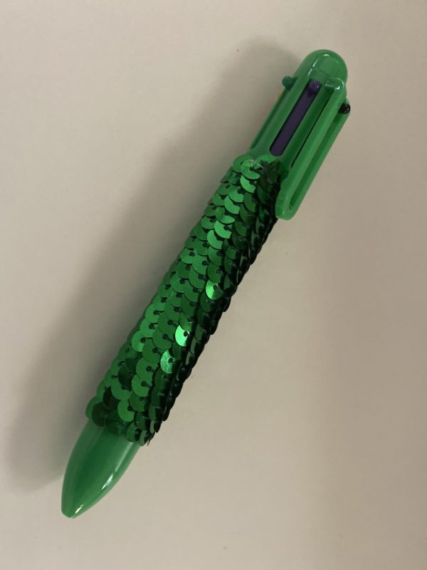 Product Image and Link for Green Sequin 6-Color ink Pen