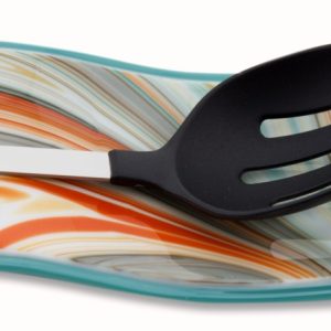 Product Image and Link for Swirled Glass Spoon Rest: Mid-Century Modern Collection – Teal