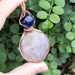 Product Image and Link for Sodalite and Montana Agate Statement Pendant