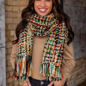 Product Image and Link for Rust, Mint, Yellow, Loom Woven Long Scarf