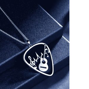 Product Image and Link for Silver Plated Guitar with Music Note Pendant