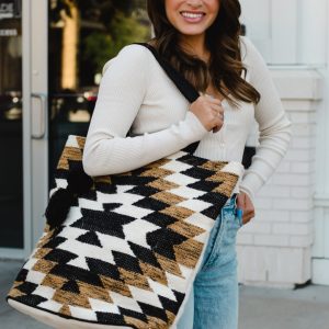 Product Image and Link for Black, White, & Brown Aztec Tote