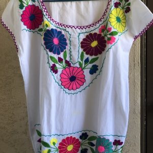 Product Image and Link for Mexican Hand Embroidered Blouse. Handmade By Rural Artisans. Extra Large Flowers
